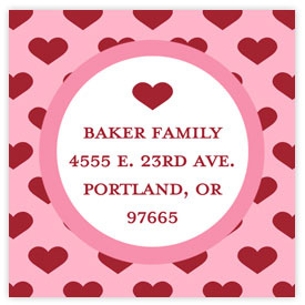 Take Note Designs Valentine's Day Address Labels - Hearts Abound Pink Label